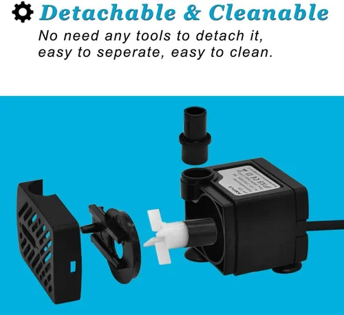 Vista 3 de DOMICA Mini bomba de agua sumergible de 3 W, 50 GPH, bomba de fuente pequeña para estanque, acuarios, pecera, fuente de mesa, fuente para mascotas