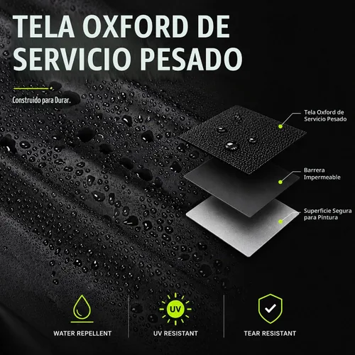 Vista 6 de Waterproof Cover for Jeep Wrangler 2-Door with Driver Door Zipper Negro