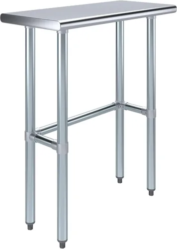 Vista 17 de Mesa de Trabajo de Acero Inoxidable con Base Abierta de 24" x 14" – Mesa Comercial Compacta Certificada NSF con Patas Galvanizadas para Cocinas