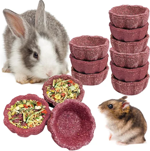 Vista 9 de Paquete de 6 juguetes masticables de conejo para dientes, juguetes Timothy - Cuenco comestible para masticar heno, golosinas molares para conejo