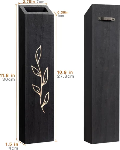 Vista 4 de Macetero de pared de madera, paquete de 4 jarrones de pared con bolsillo para interiores, decoración para sala de estar, dormitorio, flores secas
