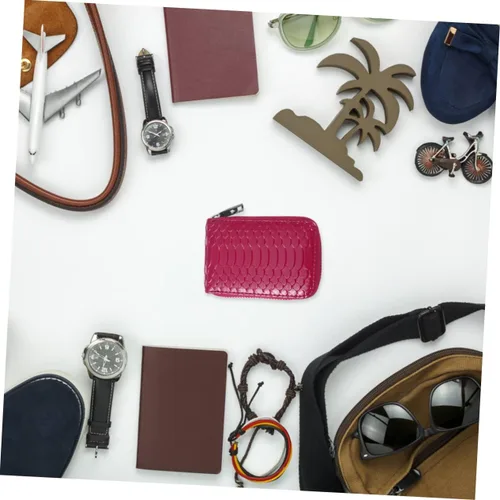 Vista 3 de 2 unids Rosy Alrededor de Bolsillo Organizador de Cambio Para Casos Pequeño Bolso Piel de Serpiente Rosa Snap Púrpura Monedero Dinero, Mei púrpura x