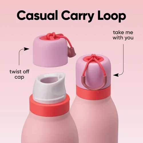 Vista 5 de Botella de agua aislada con tapa Twist de acero inoxidable Owala FreeSip con pajita para deportes y viajes, sin BPA, 24 onzas, Angel Food Cake