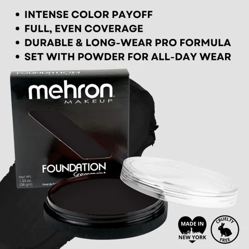 Vista 3 de Mehron Greasepaint- Base de maquillaje(1.25 onzas), Negro