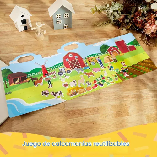 Vista 2 de JOYIN Libro de calcomanías reutilizable de animales de granja para niños pequeños, libro de calcomanías 3D para niños de 3, 4, 5 años, elementos