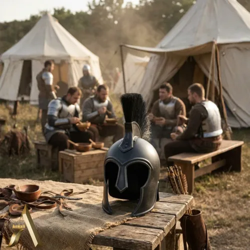 Vista 6 de AnNafi Casco de Aquiles Troy Yelmo de guerrero griego legendario (acero) Disfraz de armadura de caballero medieval Réplicas de metal LARP
