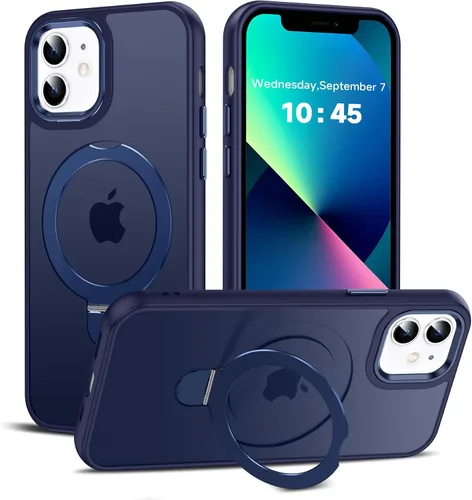 Vista 17 de LeYi Funda para iPhone 11 para MagSafe con soporte magnético, color negro