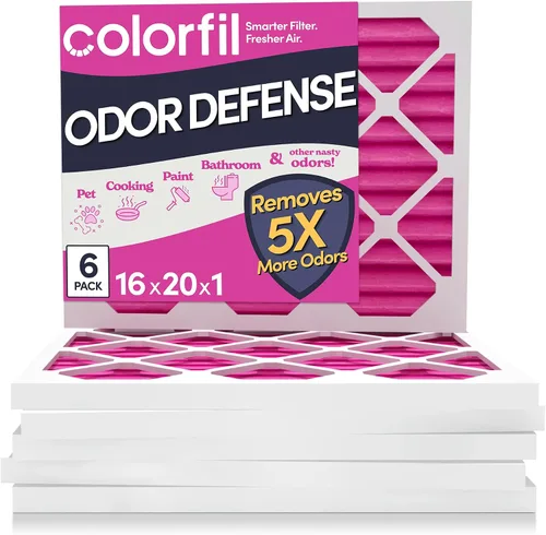 Vista 19 de Colorfil - Filtro de aire de 12 x 12 x 1 pulgadas, filtros que cambian de color para olores de gatos y perros, filtro de aire acondicionado MERV 8