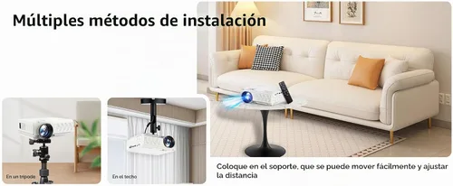 Vista 5 de Mini proyector nativo E1 120±% 10 ansi lumen 1080P, LCD de 4.1 pulgadas, proyector de video multimedia para cine en casa, compatible con HDMI Full