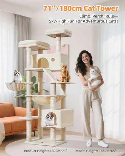 Vista 95 de Taoqimiao Árbol para gatos de 57.5 pulgadas, torre para gatos de interior para adultos, condominio extragrande para gatos, 8 postes rascadores