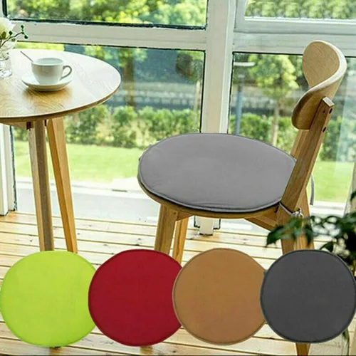 Vista 3 de Womenyiaor Juego de 4 cojines redondos para sillas para interiores y exteriores, con lazos, juego de bistró, almohadillas para sillas de comedor