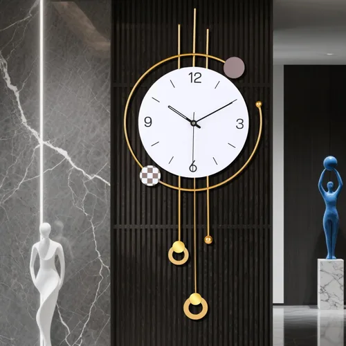 Vista 8 de SIN&MI Reloj de pared grande para decoración de sala de estar, gran arte decorativo de pared, reloj de péndulo, funciona con pilas, sin tictac