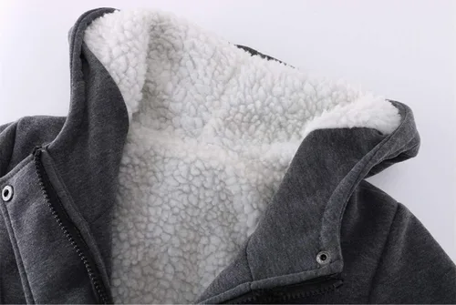 Vista 3 de JiangWu Abrigo grueso de forro polar con capucha para mujer, chaqueta cálida de invierno