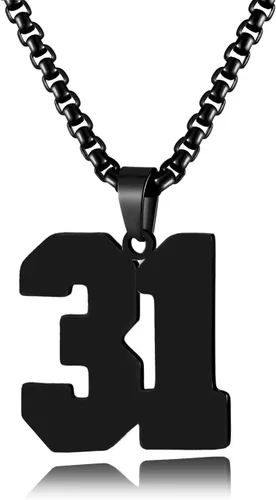 Vista 49 de Collar de Número Dorado para Hombre, Cadena de Acero Inoxidable con Colgante de Número para Atletas, Joyería Deportiva Personalizada para Niños
