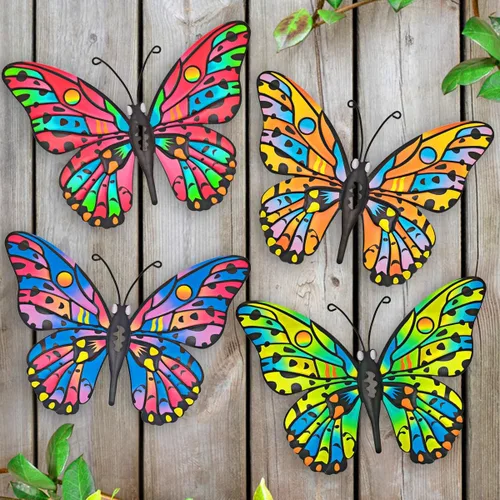 Vista 8 de Decoración de Pared de Mariposa de Metal - Arte Decorativo de Pared para Valla Exterior de 9,6", Decoración Colgante para Jardín y Patio, Sala