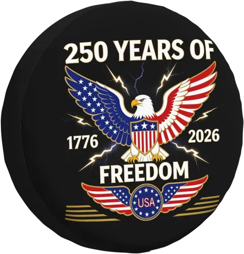 Vista 11 de 1776-2026 Anniversary USA Spare Tire Cover Waterproof Patriotic Eagle UV Sun Tyre Cover Fit for Trailer, RV, SUV and Many Vehicle 14 inch Wheel