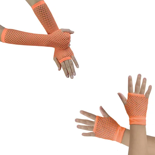 Vista 17 de Guantes de red para mujer, mangas largas de red de pesca para trajes Emo Punk 12 pares de guantes de red largos y cortos