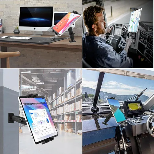Vista 7 de Soporte para tablet de automóvil, base de taladro resistente, soporte para tableta de camión, para iPad, Samsung Tab de 5 a 13 pulgadas, tableta