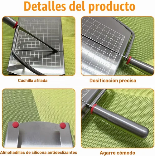 Vista 3 de Cortador de queso, cortador de queso multifuncional de acero inoxidable, adecuado para cortar queso en bloques, mantequilla, verduras, salchichas