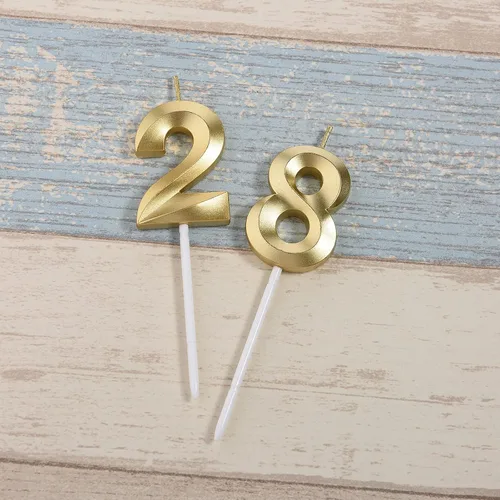 Vista 4 de Decoraciones de cumpleaños número 28 para mujeres y hombres, velas doradas