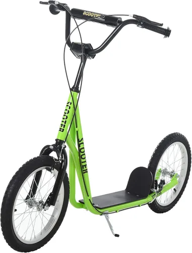 Vista 13 de Aosom Patinete para jóvenes, patinete para niños de 5 años en adelante, carga máxima 100 kg, con manillar ajustable, ruedas inflables de 16", frenos