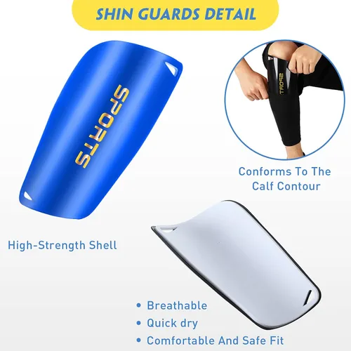 Vista 3 de 2 pares de espinilleras de fútbol con espinilleras para adultos y jóvenes, espinilleras de fútbol para niños y niñas, protección de piernas, reduce