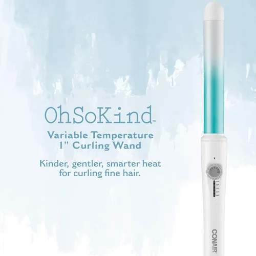 Vista 2 de Conair OhSoKind - Varita rizadora para cabello fino de 1 pulgada, varita recta que produce ondas impecables