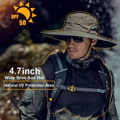 Vista 4 de Cooltto Wide Brim Sun Hats with Waterproof Breathable for Fishing, Hiking, Camping