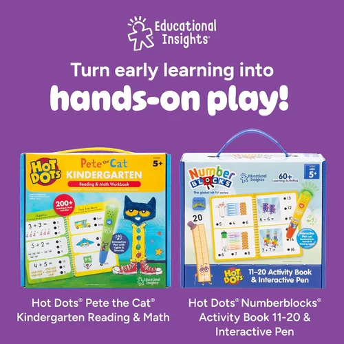 Vista 6 de Educational Insights - juguete para aprender a leer Hot Dots Jr. Let's Master Kindergarten con pluma con forma de "Ace" el perro parlante.