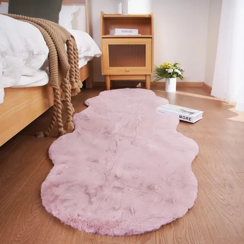 Vista 16 de Ghouse Alfombra ultrasuave de pelo sintético de conejo 2x3, alfombras lavables a máquina para dormitorio, alfombras esponjosas para sala de estar