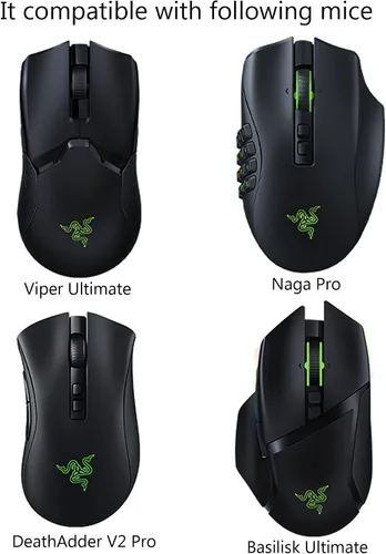 Vista 6 de Soarking Base de carga para Razer Wireless Mouse DeathAdder V2 Pro, Naga Pro, Viper Ultimate y Basilisk Ultimate con cable de 6.6 pies