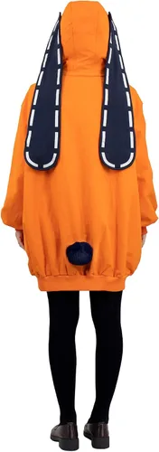 Vista 3 de DAZCOS Chaqueta de cosplay de anime para mujer sudadera con capucha de muslo largo naranja para Halloween Naranja