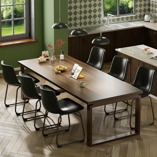 Vista 3 de YaFiti - Juego de 2 sillas de comedor de 18 pulgadas, sillas modernas tapizadas para comedor con cojines de piel sintética y patas de metal, silla