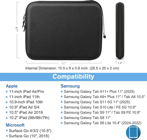 Vista 2 de FINPAC Funda rígida para tableta de 11 pulgadas iPad 11th 10th / Air M4 2026 M3 2025 M2 2024 / Pro M4 2024 / Pro 4th/3rd, iPad Air 5/4 de 10.9 Negro
