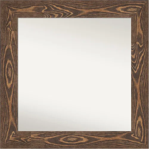 Vista 187 de Amanti Art Espejo de baño marrón para sobre fregadero, 26 x 26 pulgadas, espejo de tocador cuadrado marrón rústico Alexandria, marco de madera