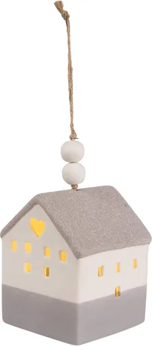 Vista 2 de Pavilion Gift Company - Love Lives Here - Porcelain Hanging LED Lit House