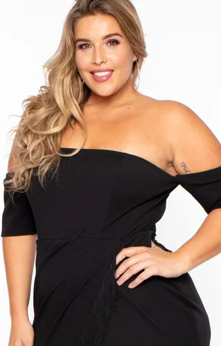 Vista 6 de ROSIANNA Vestidos de talla grande con borlas y hombros descubiertos para mujer
