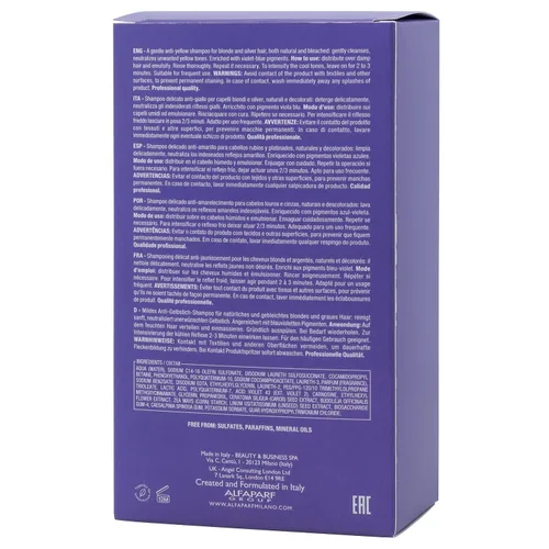 Vista 9 de ALFAPARF MILANO Semi di Lino - Champú morado para cabello rubio, resaltado, platino y plateado, neutraliza los tonos cobrizos, hidrata y fortalece