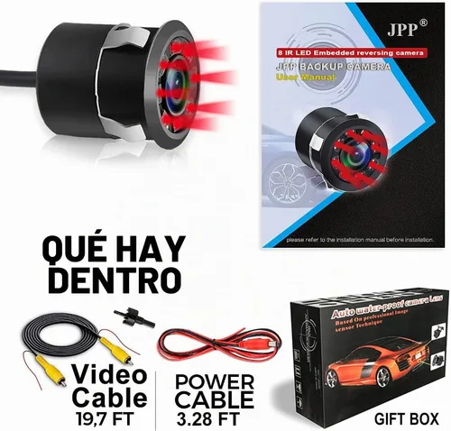 Vista 8 de Cámara de respaldo, cámara de visión frontal y trasera integrada JPP Cámara inversa impermeable, visión nocturna infrarroja, línea guía