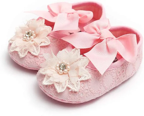 Vista 7 de Ohwawadi Zapatos de bebé para niña, zapatos planos Mary Jane de princesa para vestido de boda, zapatos de cuna para recién nacidos, bebés, bebés
