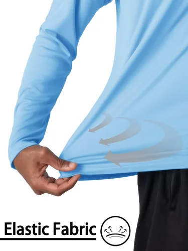 Vista 5 de TACVASEN Camiseta de manga larga con protección solar UPF 50+ Performance Senderismo Correr Sudadera con capucha de secado rápido