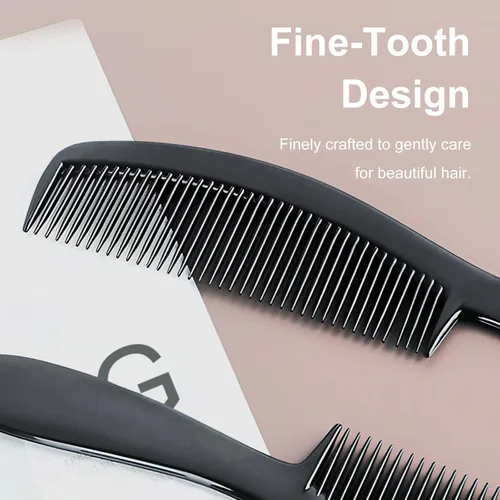 Vista 3 de Juego de 10 peines de fibra de carbono negro de alta calidad para mujeres y hombres, peines profesionales de dientes finos y anchos para burlas