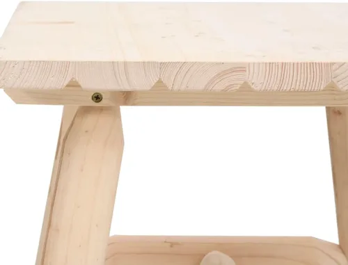 Vista 6 de Mesa auxiliar duradera de madera de abeto maciza para muebles de patio, acento natural sin tratar al aire libre para balcón y porche, soporte