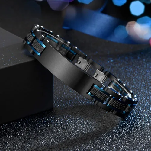 Vista 4 de Holizaly Cuban Link - Pulsera para hombre, joyería para hombre, cumpleaños, Navidad, aniversario, día de San Valentín, joyería para hombre, marido