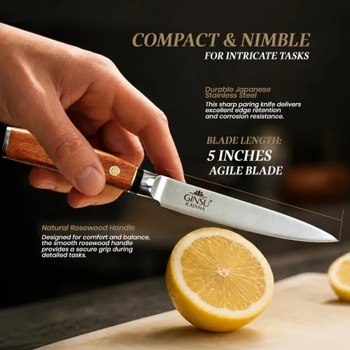 Vista 7 de CUCHILLO DE UTILIDAD DE 5" COLECCIÓN TRADICIONES CUCHILLOS JAPONESES EL MEJOR CUCHILLO PARA TU COCINA Japanese 440A Stainless Steel, chefs