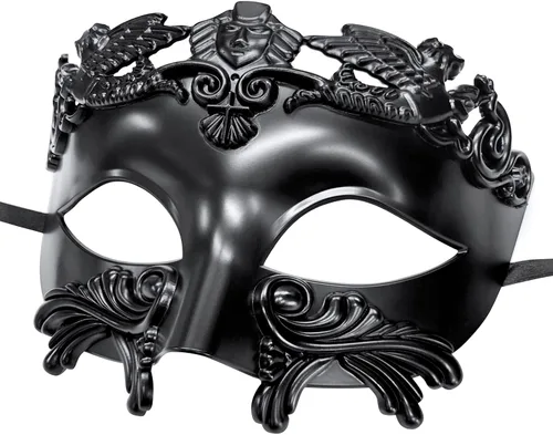 Vista 7 de Máscara de mascarada, máscara de plástico griego romano para fiesta de Halloween