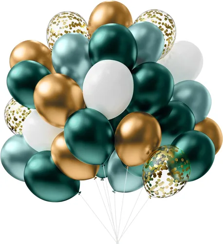 Vista 22 de YMSZ Globos negros y dorados, 67 globos metálicos dorados y negros de 12 pulgadas para cumpleaños, jubilación, graduación, decoración de fiesta
