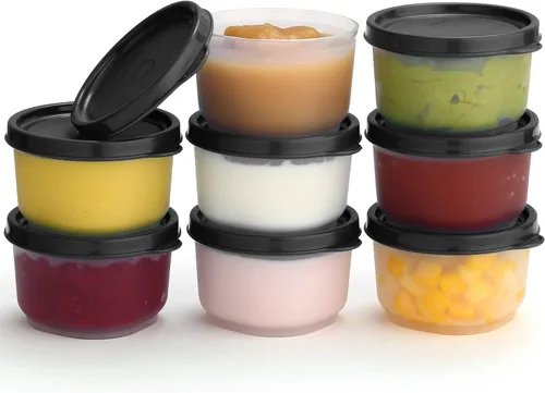 Vista 29 de Recipientes para condimentos con tapas, paquete de 8 unidades, 1.3 onzas. Recipiente para aderezo para ensalada para llevar, pequeños recipientes