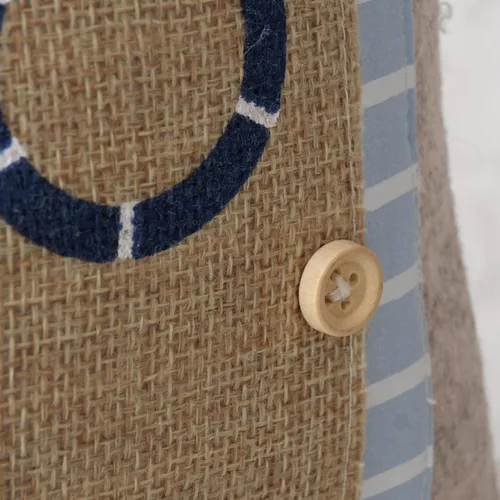 Vista 6 de Coastal Cabana - Topes suaves para puerta, yute, algodón, con bucle, pesados, 11.75 pulgadas, en forma de casa con ancla y adornos de tela salvavidas