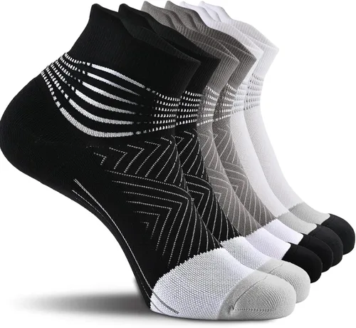 Vista 11 de Calcetines de compresión para el tobillo para mujer, con absorción Coolmax, deportivos y acolchados, alivio de la fascitis plantar, paquete de 2, 3